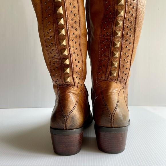 VINCE CAMUTO Bollo Knee High Boots Size 6 Leather Distressed Studs Boho Edgy - Picture 11 of 13